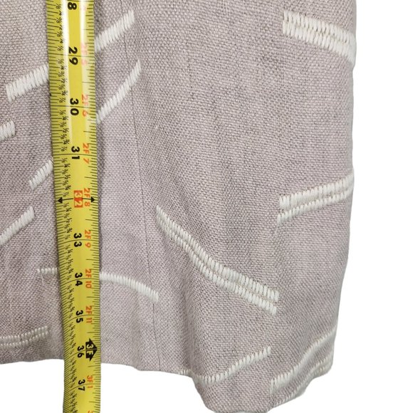 Elevenses Anthropologie Peacoat Womens 8 Beige Linen Embroidered Artsy Retro - Picture 12 of 12